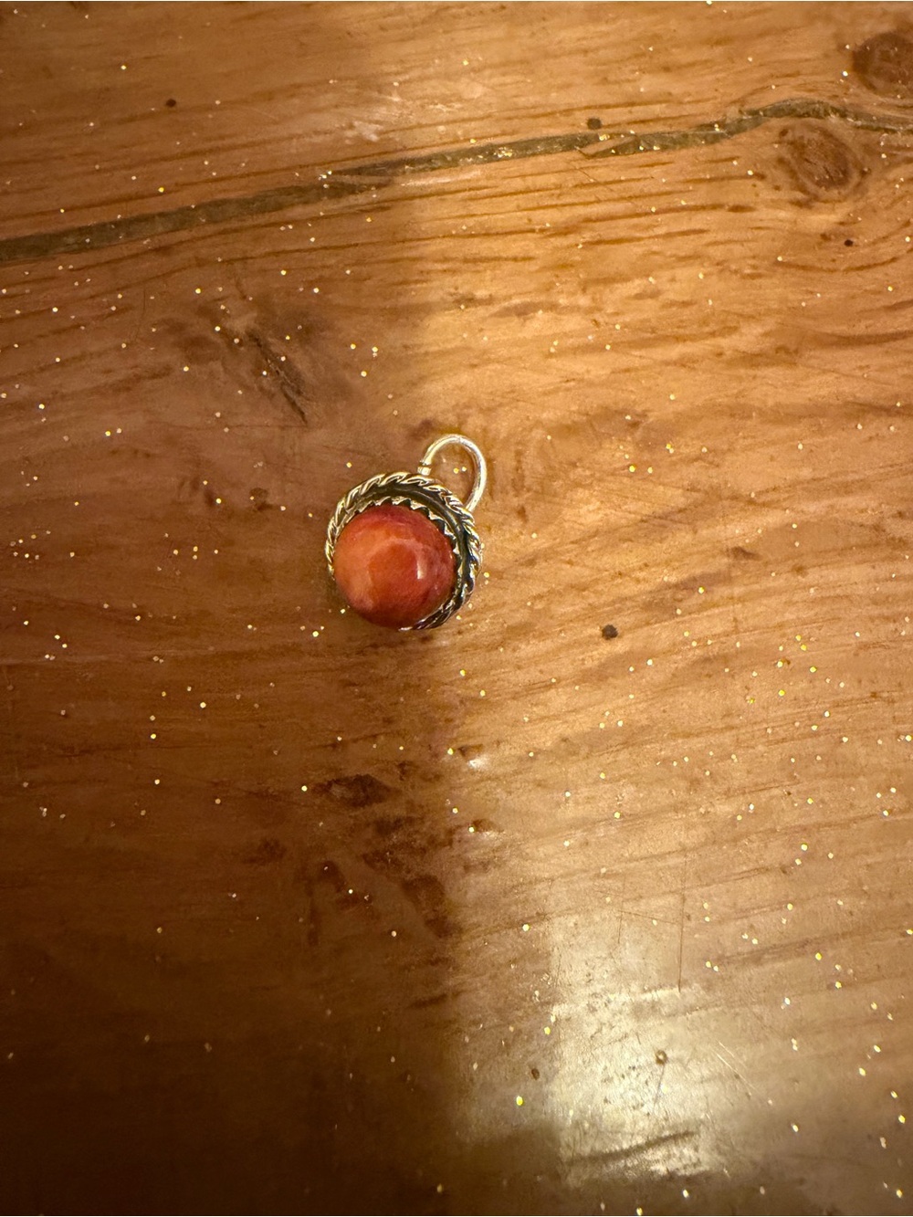 Sterling Silver Orange spiny Pendant or charm